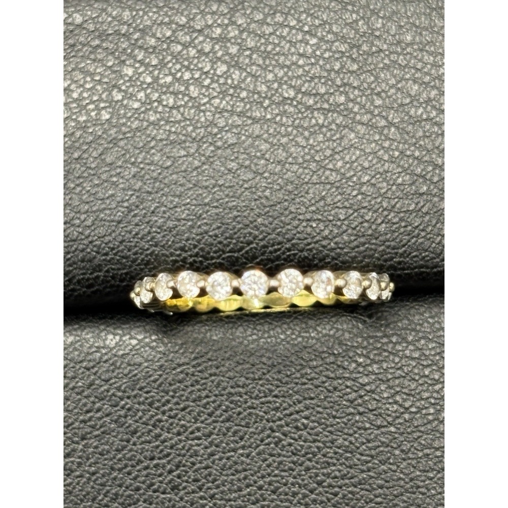 Vintage Gold Sterling Silver Cubic Zirconia Eternity Band Ring Size 6 H20